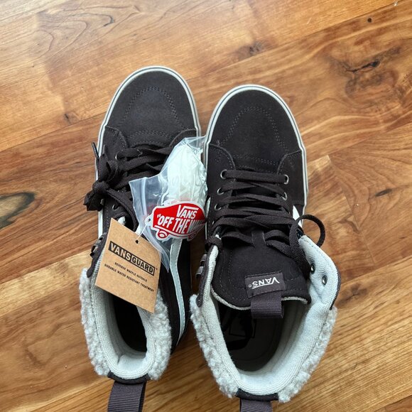 NEW** Vans Filmore Hi Van Suede Sherpa Chocolate Fur Collar Lace Up Hi Top - Picture 5 of 6